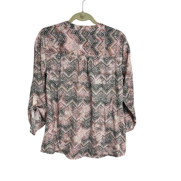 Notations Women's V-Neck Blouse M Multicolor Geometric 3/4 Sleeve Casual - Picture 6 of 6